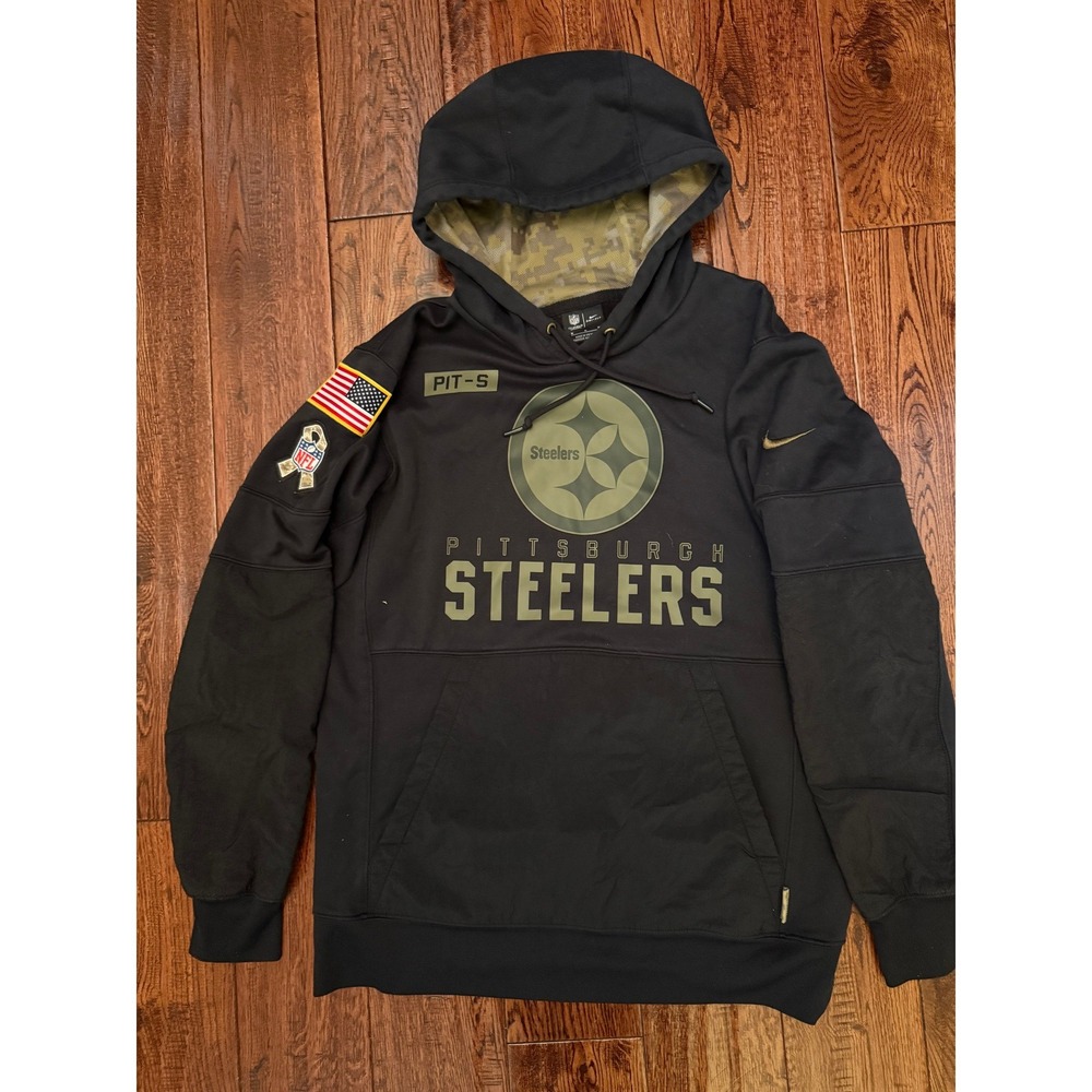 Nike Pittsburgh Steelers Salute to Service Hoodie Mens Medium Black Olive Green